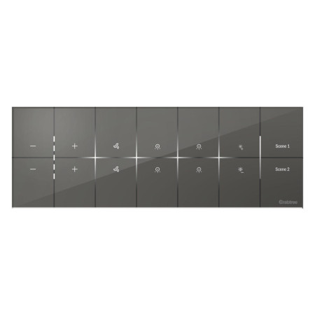 Smart Touch Switch Panel – 2 Fan, 4 Switch, 1 Dimmer, 2 Scene | I Sense Grey | Lightpoint.in
