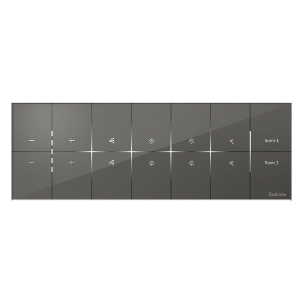2 Fan, 4 ON/OFF Switch, 1 Dimmer, 2 scene I Sense Grey