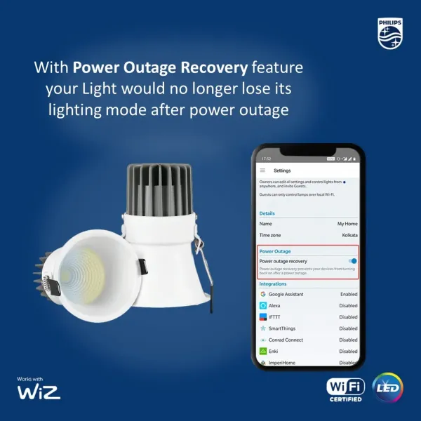 10W Philips Smart Wi-Fi Thin Trim Deep Anti Glare  WIZ COB Light