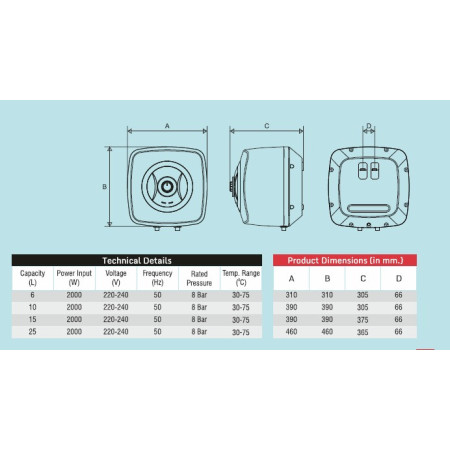 Marc Water Heater Aqua Neo Spa 10Ltr.